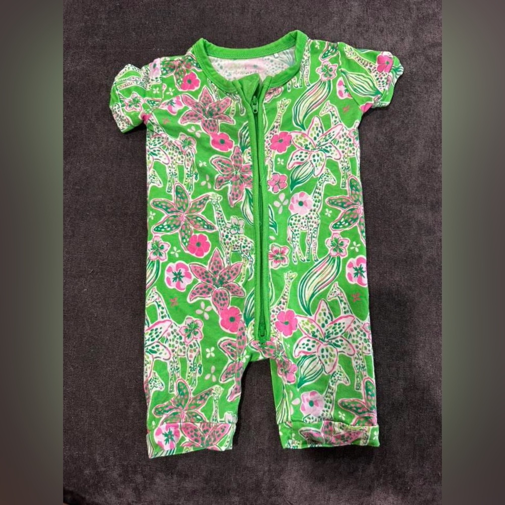 Gigi and Max Green Floral Bamboo Romper